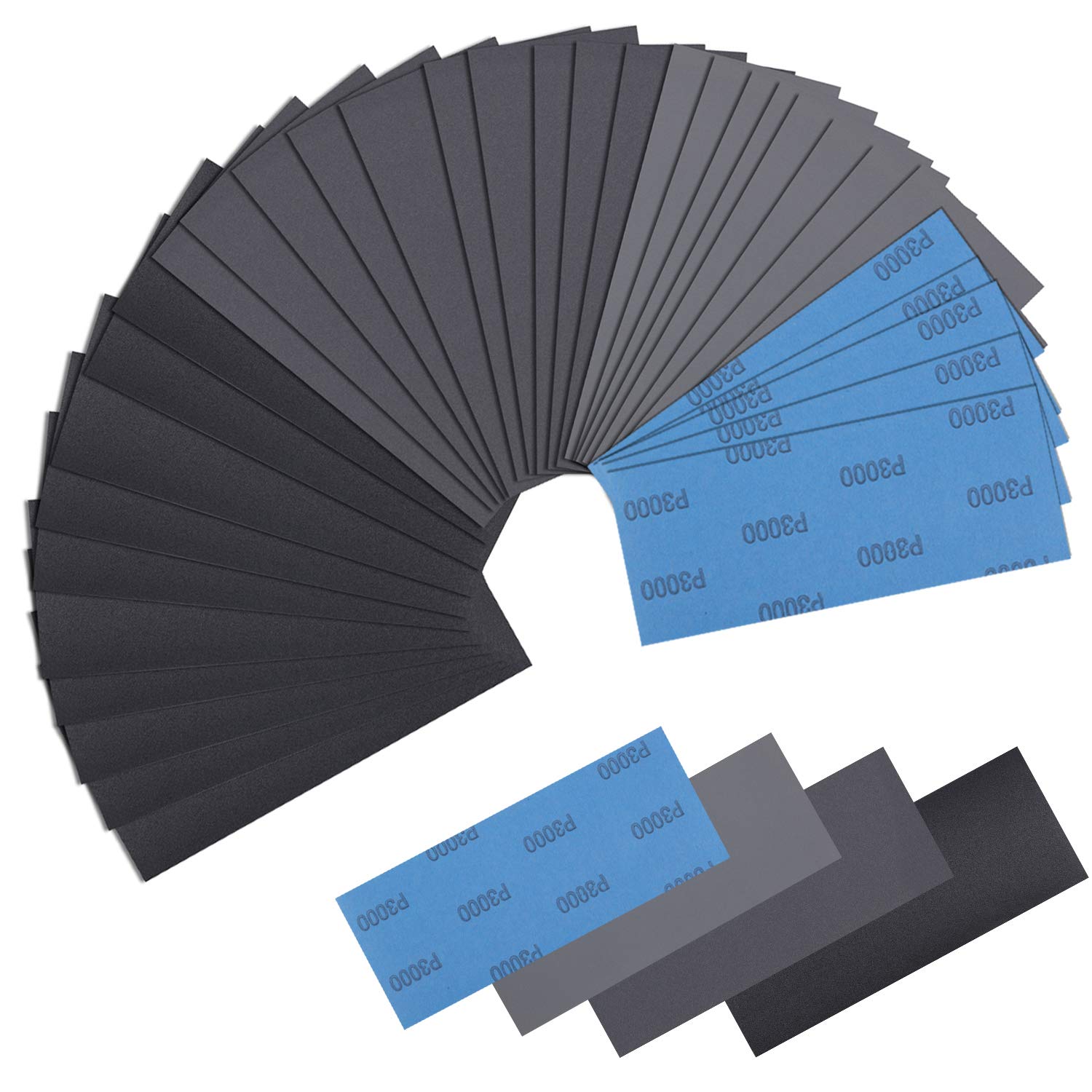 Wet and Dry Sanding Paper,Hoiny 30-Sheet 120 to 5000 Sandpaper,9 * 3.6"Abrasive Paper Sheets Black High Grit Sanding Paper for Wood Furniture Finishing, Metal Sanding and Automotive Polishing.